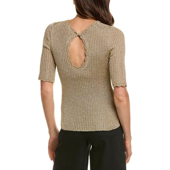 Beulah Womens  Knit Shirt, Gold - Picture 2 of 3